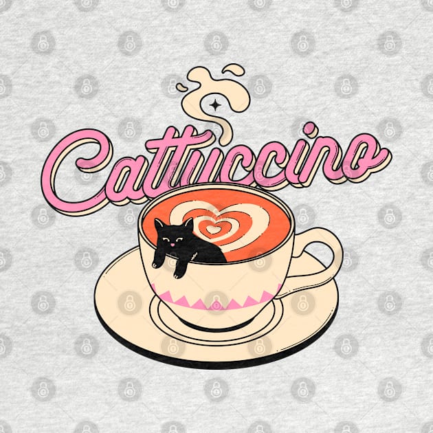 Cappuccino Black Cat in pink by The Charcoal Cat Co.